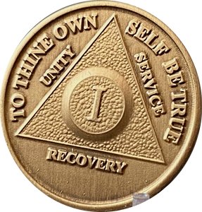 1 Year AA Medallion 5 Pack Bronze Sobriety Chips