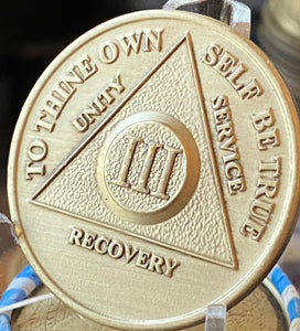 3 Year Sobriety Chip Bronze Medallion Given By Members of AA