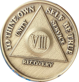 AA Medallion Year 1 - 65  Bronze Traditional Raised Center Sobriety Chip Coin
