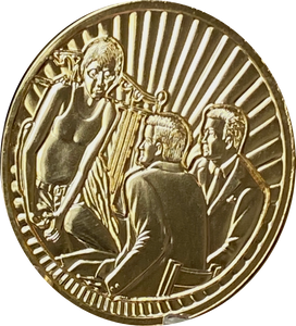 Man On A Bed 12 Step Call AA Medallion 1.5" Gold Plated Sobriety AA #3 Bedside Chip