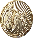 Man On A Bed 12 Step Call AA Medallion 1.5" Gold Plated Sobriety AA #3 Bedside Chip