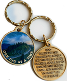 Mountain Winding Road One Day At A Time Keychain With Serenity Prayer