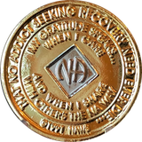 NA Medallion Bi-Plate Gold and Nickel Plated Year 1 - 40 Official Sobriety Chip - RecoveryChip