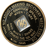 30 Year Official NA Chip Black Silver Glitter Narcotics Anonymous Sobriety Medallion
