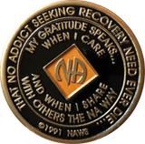 Offical NA Triplate Purple Orange & Black Color Narcotics Anonymous Medallion 18 Month Year 1 - 50 - RecoveryChip