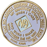40 Year NA Medallion Official Pink White Narcotics Anonymous Sobriety Chip