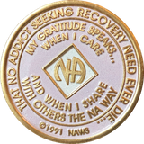 Offical NA Tri-Plate Pink & Gold Color Narcotics Anonymous Medallions 18 Month Year 1 - 50 - RecoveryChip