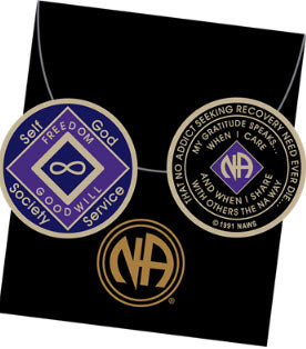 NA Infinity Medallion Blue and Purple  Oficial Narcotics Anonymous Clean Sobriety Chip