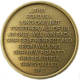 Never Alone Again Medallion Mountain Road Scene Sobriety Chip