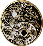 Namaste Sakura Tree Cherry Blossom Ying Yang Black and White Medallion