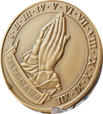 Praying Hands One Day At A Time Premium Bronze Medallion Serenity Prayer Coin
