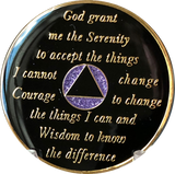 24 Hours AA Medallion Purple or Pink or Aqua Glitter Tri-Plate Sobriety Chip - RecoveryChip
