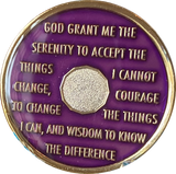 24 Hours AA Medallion Metallic Purple Color Tri-Plate Sobriety Chip