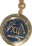Recoverychip Reflex or Elegant AA Medallion Holder Necklace Gold Plated Sobriety Coin Jewelry - RecoveryChip