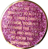 1 2 3 6 9 or 18 Month Reflex Pink Glitter AA Medallion Sobriety Chip - RecoveryChip