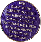 1 Month AA Medallion Reflex Purple Silver Plated Sobriety Chip Coin
