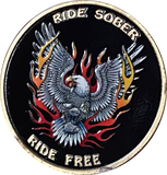 Ride Sober Ride Free Eagle Flames Sobriety Chip Color Medallion