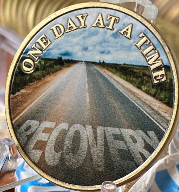 Road To Recovery One Day at A Time Medallion Serenity Prayer Chip…