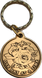 Rose One Day At A Time Bronze Sobriety Keychain AA NA - RecoveryChip