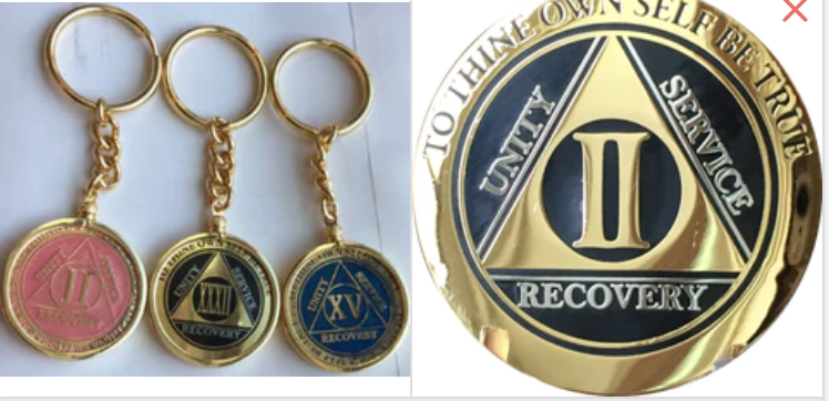 Rule 62 AA Sobriety Chip Keychain - Don't Take Yourself Too Damn Serious Medallion, Bronze Key Tag - View #3