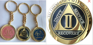 1 - 45 Year Elegant Black Gold AA Medallion & Gold Plated Keychain Holder