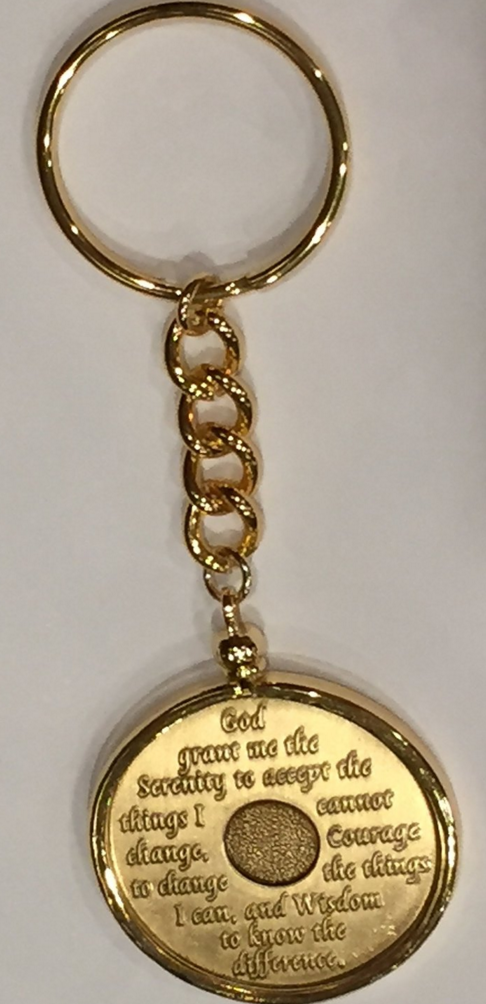 Aa Keychains AA Medallion Holder Sobriety Chip Keychain 18k Gold Plated For Wendell ...
