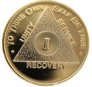 AA Medallion Gold Plated Sobriety Chip Year 1 - 50 - RecoveryChip