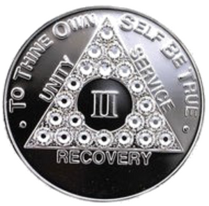 Swarovski Crystal AA Medallion Nickel Plated Sobriety Chip Year 1 - 56 - RecoveryChip