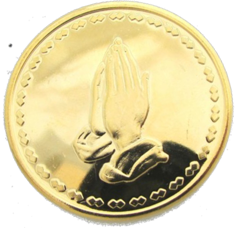 Praying Hands Gold Plated Medallion With Serenity Prayer One Day At A Time Chip - RecoveryChip