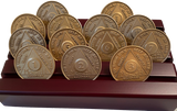 1st Year Sobriety Coin Set Wood Chip Display Month 1 - 11 24 Hours and 1 year AA Medallions