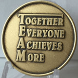 TEAM Together Everyone Achieves More Commitment To Excellence Motivational Bronze Medallion Coin - RecoveryChip