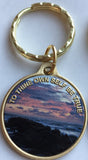 To Thine Own Self Be True Beach Sunrise Color Bronze Keychain AA Serenity Prayer - RecoveryChip
