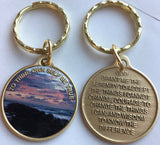 To Thine Own Self Be True Beach Sunrise Color Bronze Keychain AA Serenity Prayer - RecoveryChip