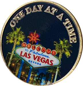 Las Vegas Sign Palm Tree One Day at A Time Medallion Serenity Prayer Chip…