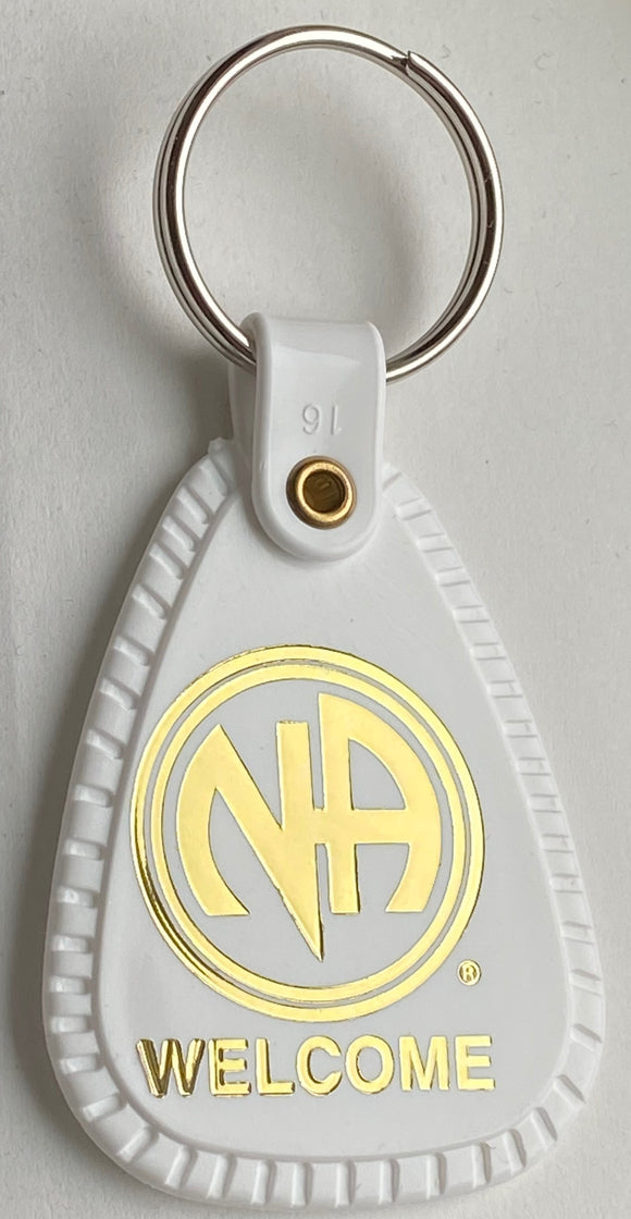 NA Keytag White Plastic Narcotics Anonymous Keychain Just For Today
