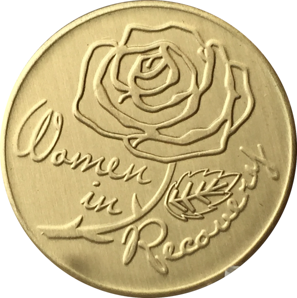 Women In Recovery Rose Serenity Prayer Bronze Medallion Sobriety Chip - RecoveryChip