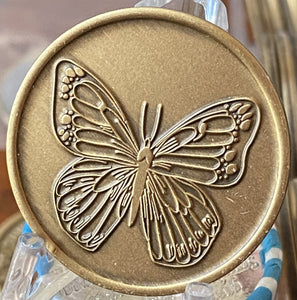100 Butterfly Medallion Serenity Prayer Bronze Coin Bulk Pack