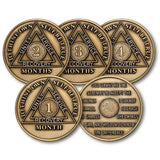 7 Month AA Medallion 1.5" Large Challenge Coin Premium Bronze Sobriety Chip
