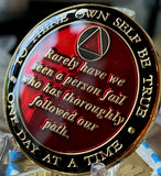 36 Year AA Founders Medallion Blue With Red Tri-Plate Bill & Bob Sobriety Chip