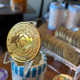 38 Year NA Gold Plated Sobriety Chip Narcotics Anonymous