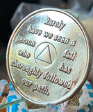 3 Year AA Founders Medallion Titanium Grey Nickel Plated Sobriety Chip