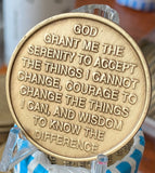 Tropical Beach Chair Palm Tree Bronze One Day At A Time Serenity Prayer Medallion Coin