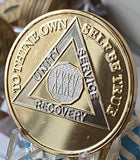 35 Year AA Medallion 1.5" Large 22k Gold Bi-Plated Sobriety Chip