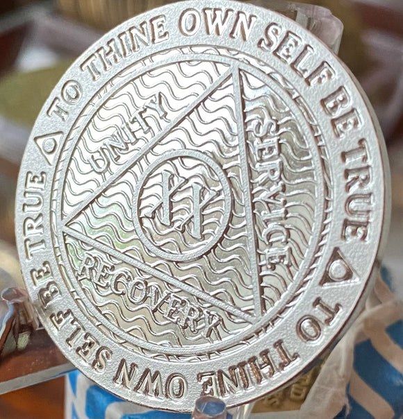 20 Year .999 Fine Silver Mirror Finish AA Medallion Recoverychip Reflex Sobriety Chip