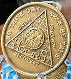 1 Day Sober Chip AA 24 Hours Bronze Anniversary Sobriety Medallion