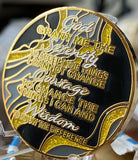 2 Year AA Medallion Elegant Black Goldrush Marble Gold Sobriety Chip