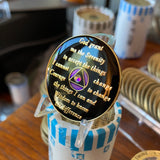 25 Year AA Medallion Purple Tri-plate Rainbow Crystal Sobriety Chip