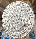 2 Year .999 Fine Silver Mirror Finish AA Medallion Recoverychip Reflex Sobriety Chip