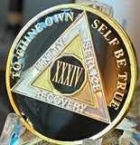 34 Year AA Medallion Black Tri-plate Sobriety Chip