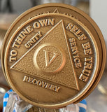 1 2 3 4 5 6 7 Month AA Medallion 1.5" Large Challenge Coin Premium Bronze Sobriety Chip